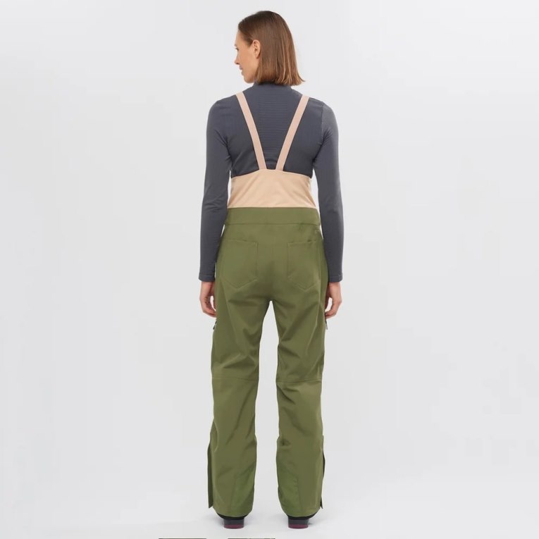 Olive Salomon Stance 3L Bib Women's Ski Pants | PH 27540R